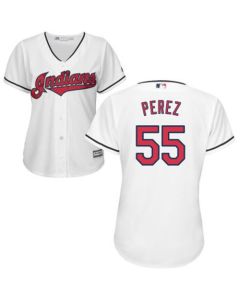 indians #55 Roberto Perez White Women's Home Stitched MLB Jersey
