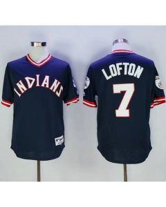 indians #7 Kenny Lofton Navy Blue 1976 Turn Back The Clock Stitched MLB Jersey