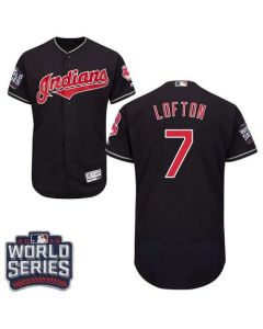 indians #7 Kenny Lofton Navy Blue Flexbase Authentic Collection 2016 World Series Bound Stitched MLB Jersey