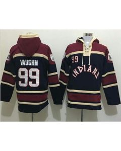 indians #99 Ricky Vaughn Black Sawyer Hooded Sweatshirt MLB Hoodie