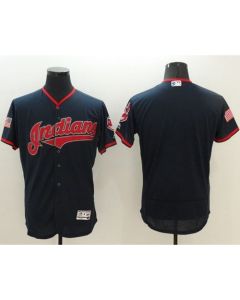 indians Blank Navy Blue Fashion Stars & Stripes Flexbase Authentic Stitched MLB Jersey