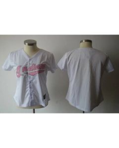 indians Blank White With Pink No. Women's Fashion Stitched MLB Jersey