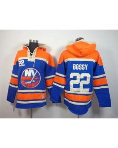 Islanders #22 Mike Bossy Baby Blue Sawyer Hooded Sweatshirt Stitched NHL Jersey