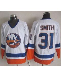 Islanders #31 Billy Smith White CCM Throwback Stitched NHL Jersey