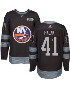 Islanders #41 Jaroslav Halak Black 1917-2017 100th Anniversary Stitched NHL Jersey