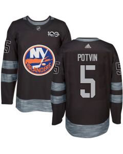 Islanders #5 Denis Potvin Black 1917-2017 100th Anniversary Stitched NHL Jersey
