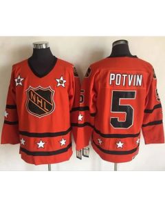Islanders #5 Denis Potvin Orange All Star CCM Throwback Stitched NHL Jersey