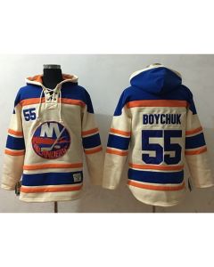Islanders #55 Johnny Boychuk Cream Sawyer Hooded Sweatshirt Stitched NHL Jersey