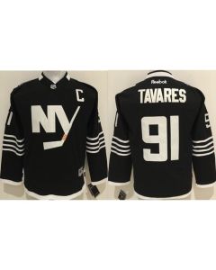 Islanders #91 John Tavares Black Alternate Stitched Youth NHL Jersey