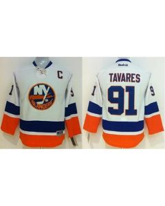 Islanders #91 John Tavares White Stitched Youth NHL Jersey