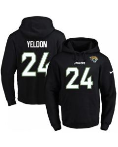 Jaguars #24 T.J. Yeldon Black Name & Number Pullover NFL Hoodie