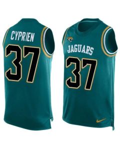 Jaguars #37 John Cyprien Teal Green Team Color Men's Stitched NFL Limited Tank Top Jersey