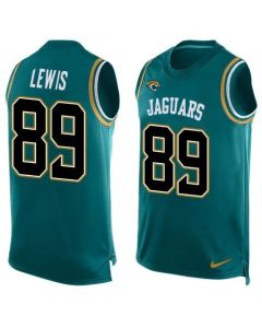 Jaguars #89 Marcedes Lewis Teal Green Team Color Men's Stitched NFL Limited Tank Top Jersey