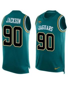 Jaguars #90 Malik Jackson Teal Green Team Color Men's Stitched NFL Limited Tank Top Jersey