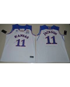 Jayhawks #11 Josh Jackson White Basketball Authentic Stitched NCAA Jersey