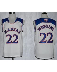Jayhawks #22 Andrew Wiggins White Basketball Stitched NCAA Jersey