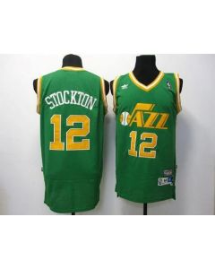 Jazz #12 John Stockton Green Throwback Stitched NBA Jersey