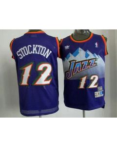 Jazz #12 John Stockton Purple Throwback Stitched NBA Jersey