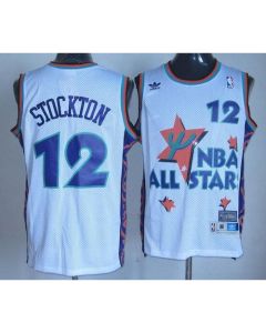 Jazz #12 John Stockton White 1995 All Star Throwback Stitched NBA Jersey