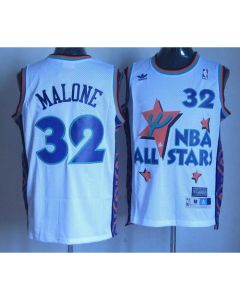 Jazz #32 Karl Malone White 1995 All Star Throwback Stitched NBA Jersey