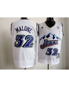 Jazz #32 Karl Malone White Throwback Stitched NBA Jersey (White)
