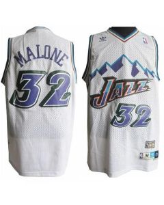 Jazz #32 Karl Malone White Throwback Stitched NBA Jersey