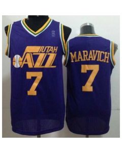 Jazz #7 Pete Maravich Purple Throwback Stitched NBA Jersey