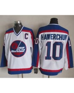Jets #10 Dale Hawerchuk White/Blue CCM Throwback Stitched NHL Jersey