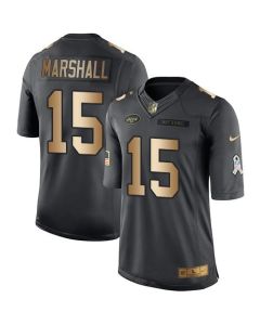 Jets #15 Brandon Marshall Black Men's Stitched NFL Limited Gold Salute To Service Jersey