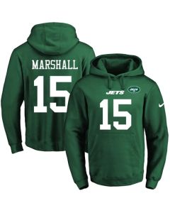 Jets #15 Brandon Marshall Green Name & Number Pullover NFL Hoodie