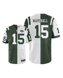Jets #15 Brandon Marshall Green/White Men's Stitched NFL Elite Split Jersey