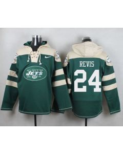Jets #24 Darrelle Revis Green Player Pullover NFL Hoodie
