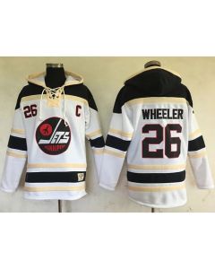 Jets #26 Blake Wheeler White Sawyer Hooded Sweatshirt Stitched NHL Jersey