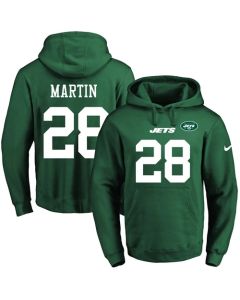 Jets #28 Curtis Martin Green Name & Number Pullover NFL Hoodie