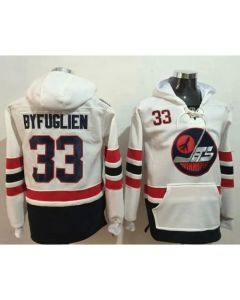 Jets #33 Dustin Byfuglien White Name & Number Pullover NHL Hoodie