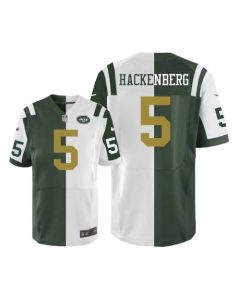 Jets #5 Christian Hackenberg Green/White Men's Stitched NFL Elite Split Jersey