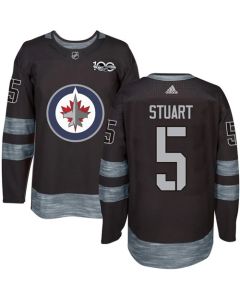Jets #5 Mark Stuart Black 1917-2017 100th Anniversary Stitched NHL Jersey