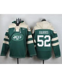 Jets #52 David Harris Green Player Pullover NFL Hoodie