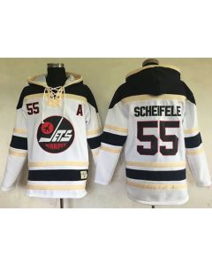Jets #55 Mark Scheifele White Sawyer Hooded Sweatshirt Stitched NHL Jersey