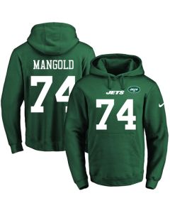 Jets #74 Nick Mangold Green Name & Number Pullover NFL Hoodie