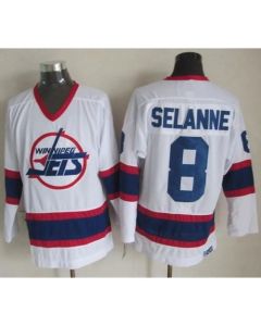 Jets #8 Teemu Selanne White CCM Throwback Stitched NHL Jersey