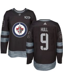 Jets #9 Bobby Hull Black 1917-2017 100th Anniversary Stitched NHL Jersey