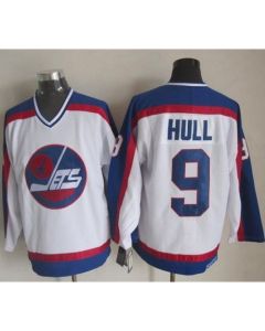 Jets #9 Bobby Hull White/Blue CCM Throwback Stitched NHL Jersey