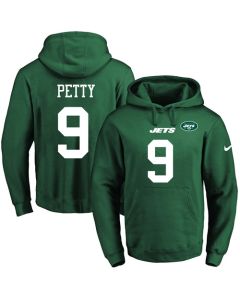 Jets #9 Bryce Petty Green Name & Number Pullover NFL Hoodie