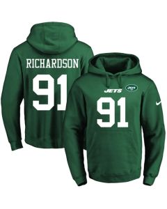 Jets #91 Sheldon Richardson Green Name & Number Pullover NFL Hoodie