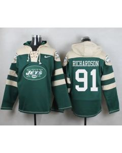 Jets #91 Sheldon Richardson Green Player Pullover NFL Hoodie