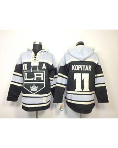 Kings #11 Anze Kopitar Black Sawyer Hooded Sweatshirt Stitched NHL Jersey