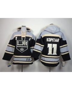 Kings #11 Anze Kopitar Black Sawyer Hooded Sweatshirt Stitched Youth NHL Jersey