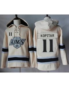 Kings #11 Anze Kopitar Cream Sawyer Hooded Sweatshirt Stitched NHL Jersey