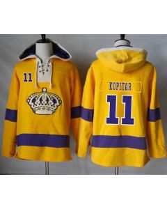 Kings #11 Anze Kopitar Gold Sawyer Hooded Sweatshirt Stitched NHL Jersey